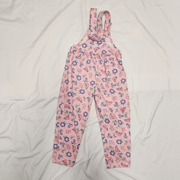 Vintage OshKosh B'gosh Pink Floral Denim Overalls w/ Bow Toddler Girl Size 6x - Picture 6 of 11